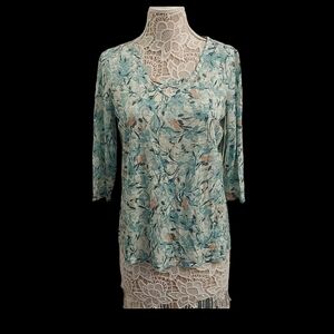 ERIKA Mermaid Clea 3/4 Length Sleeve Crisscross Front Floral Top